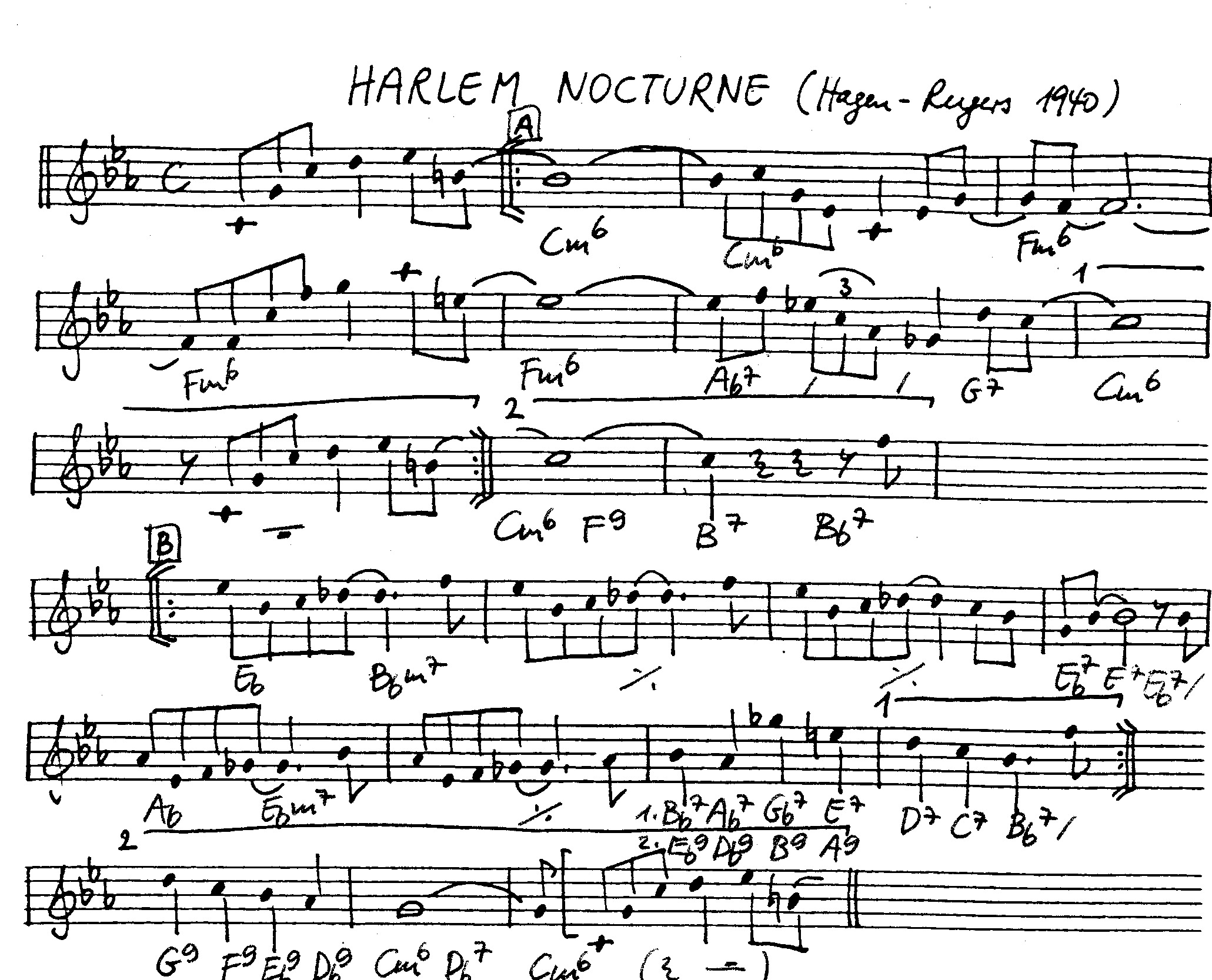 harlem nocturne leadsheet – book us for your next 20s or gatsby event